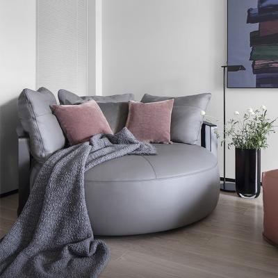China Detachable Custom Sofa Bed Italy Round Large Grey Black Cowhide Sofa Bed Furniture zu verkaufen