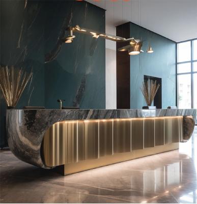 China Commercial Hotel Lobby Furniture Upscale Hotel Reception 5 Models Open Front Desk à venda