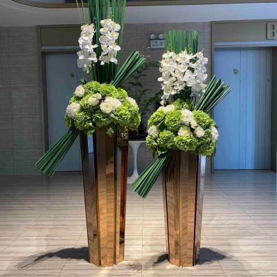China Golden Stainless Steel Outer Frame Planter Plant Bottle For Hotel for sale