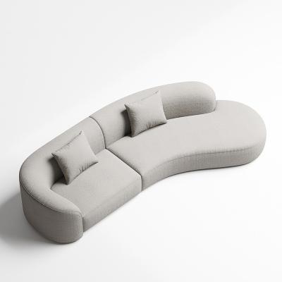 China Rice White Hotel Lobby Curved Sofa Modern Interior Teddy Fabric Couch à venda