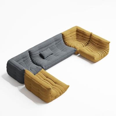 China High End Hotel Lobby Lounge Fabric Relaxing Lazy Togo Unit Sofa Set zu verkaufen
