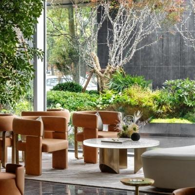 중국 Modern Luxury Hotel Lobby Furniture Office Reception 1 2 3 Sofas Coffee Table Set 판매용