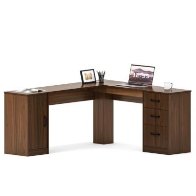 China Multi Size L Shape Solid Wood Desk For Building Hotel Office for sale