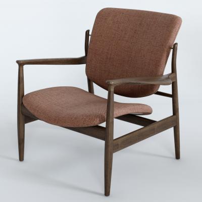 中国 Modern French Style Teak Chairs Fabric Recliner Lounge Area 販売のため