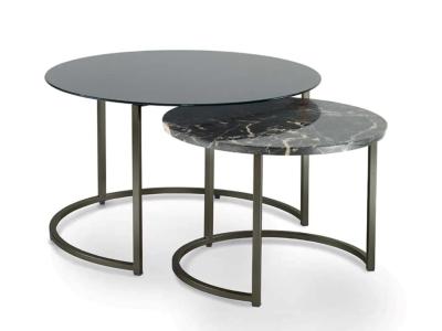 China Modern Low Matt Lacquered Metal Coffee Table Set For Hotel Home Office Te koop