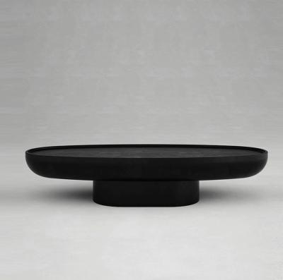 China Black Fiberglass Oval Coffee Table Creative Premium Feeling Shaped High Durability for sale