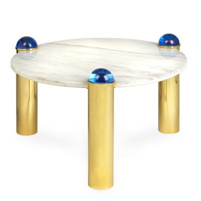 China Art Postmodern Marble Top Round Coffee Table Hotel Stainless Steel Tea Table for sale