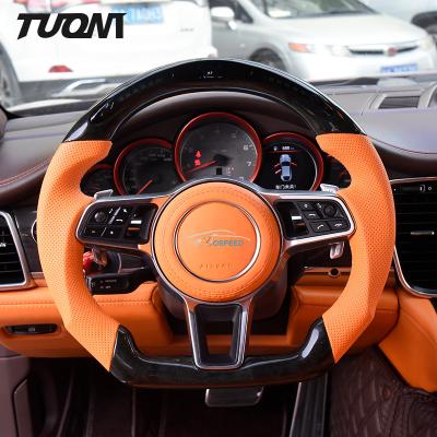 China 997 Wooden Orange Stitch Steering Wheel Porsche Alcantara Sport Car for sale