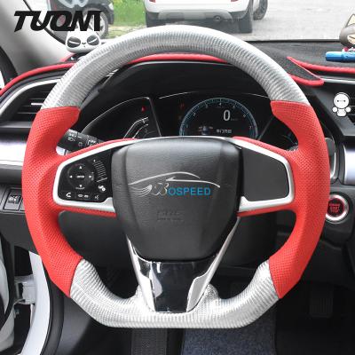 China OEM Silver Sports Crz Honda Carbon Fiber Steering Wheel Perforated Leather 350mm for sale