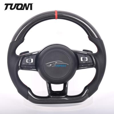China Leather Red Stitching Carbon Fiber Volkswagen Steering Wheel OEM 350mm for sale