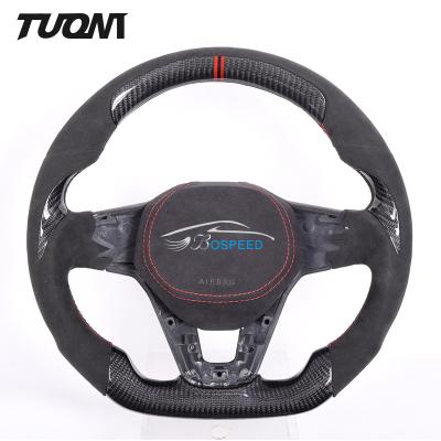 China 2022 New Custom Black Carbon Fiber Alcantara Steering Wheel Toray Twill 350mm for sale