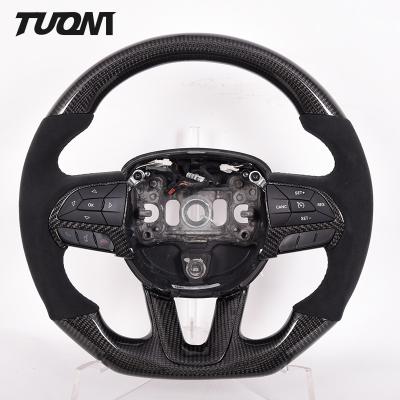 China ODM Ram Dodge Carbon Fiber Steering Wheel Black Alcantra 350mm for sale
