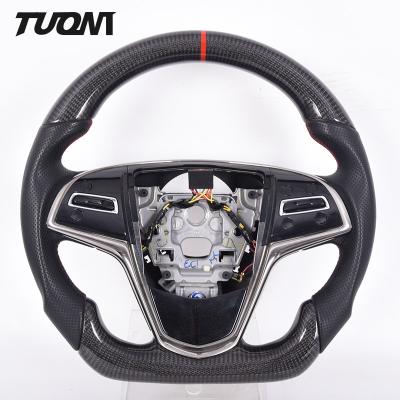 China 350mm Customized Black Sports Cadillac Steering Wheel Carbon Fiber Leather for sale