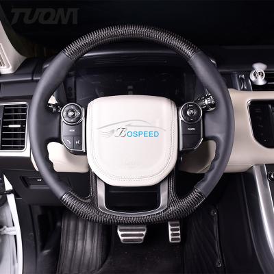 China Black Leather Carbon Fiber Series Land Rover Steering Wheel 350mm With Stripe for sale