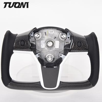 China Racing Perforated Leather Tesla Carbon Fiber Steering Wheel Model 3 Y X S for sale