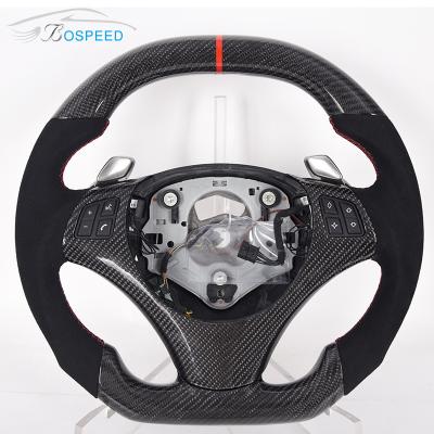 China White Stitching Alcantar BMW Carbon Fiber Car Steering Wheel Leather Toray Twill for sale