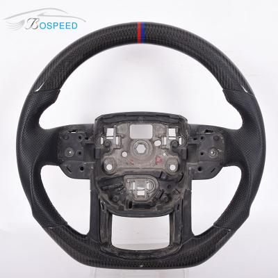 China Blue Stripe Leather Range Rover Custom Steering Wheel Real Carbon Fiber for sale
