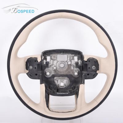 China Full Smooth Leather Land Rover Steering Wheel Round White Plain Weave for sale