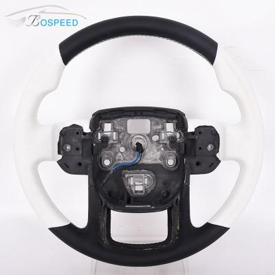 China 14 Inch F1 Custom Carbon Fiber Land Rover Steering Wheel White Leather 400mm for sale
