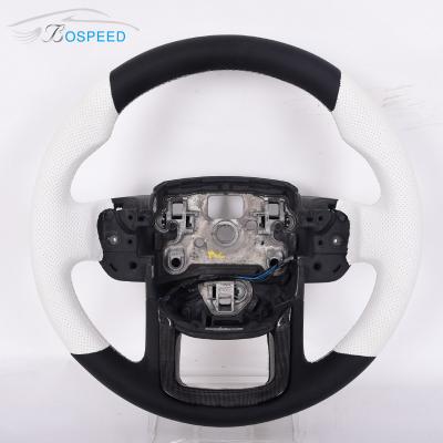 China Carbon Fiber White Leather Range Rover Sport Steering Wheel Geometric Customization for sale