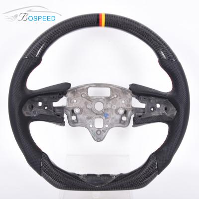 China Custom Carbon Fiber Leather CT5 Cadillac Steering Wheel Sports Car Yellow Stripe for sale