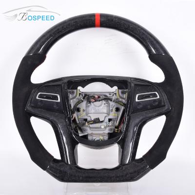China Real Forged Carbon Fiber Cadillac Srx Steering Wheel Custom Sports Blue Stitch for sale