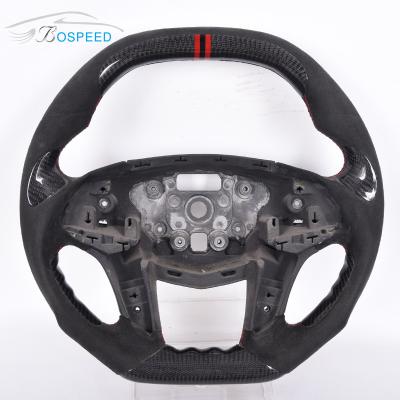 China 2022 Special Custom Real Cadillac Steering Wheel Alcantara Red Stripe With Patches for sale