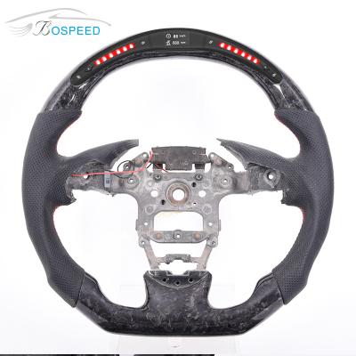China 350mm Forged Led Carbon Fiber Steering Wheel Racing OEM Red Stitch for sale