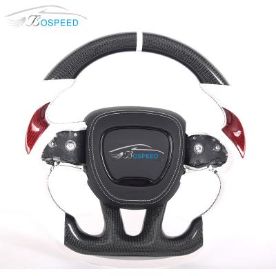 China Custom White Carbon Fiber Challenger Steering Wheel Smooth Leather for sale