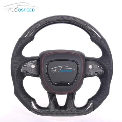 China Black Interior Dodge Carbon Fiber Steering Wheel Challenger Perforated Leather for sale
