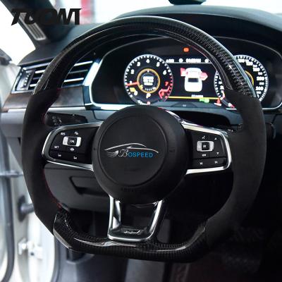 China 350mm Volkswagen Steering Wheel Carbon Fiber Black PU Leather for sale