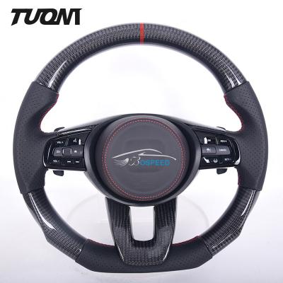 China Red Stripe Carbon Steering Wheel Black Perforated Leather Honda Auto Parts for sale
