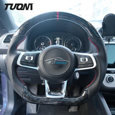 China 350mm Forged Carbon Fiber Steering Wheel Customizable VW Golf GTI R R-Line GTS for sale