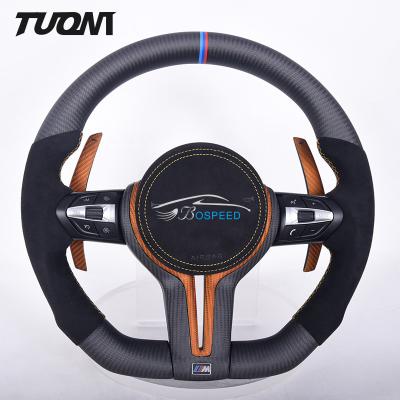 China Bmw M Series Black Alcantara Carbon Fiber Steering Wheel Matte With Paddles for sale