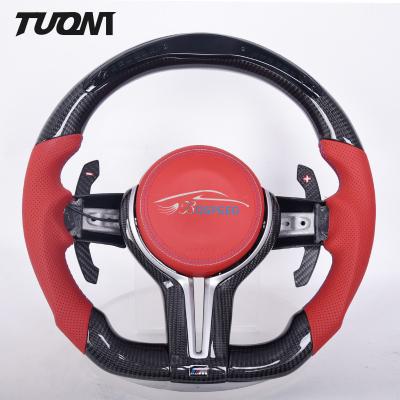 China Lightweight Luxury Cars Carbon Fiber Bmw Steering Wheel With LED Paddles for sale