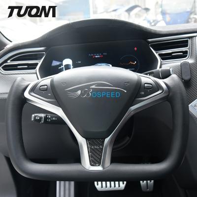 China Leather Tesla Carbon Fiber Yoke Steering Wheel Ergonomic Grip for sale