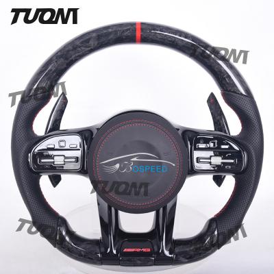 China Mercedes Benz Customizable Black Forged Carbon Fiber Steering Wheel for sale