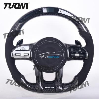 China Soft Mercedes Benz Car Steering Wheel With Carbon Fiber LED Display for sale
