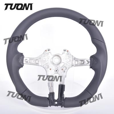 China Customized Bmw Carbon Fiber Steering Wheel with Flat Bottom and Real Leather for sale