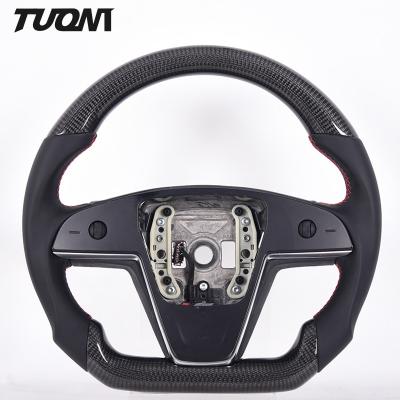 China OEM Auto Part Suede Tesla Carbon Fiber Steering Wheel Customized Color for sale