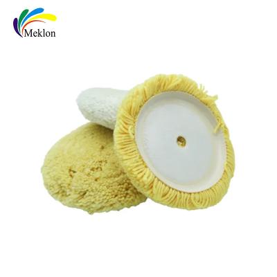 China Pad de lana blanca amarilla para el pulido de automóviles, artículos de limpieza de automóviles polivalentes en venta
