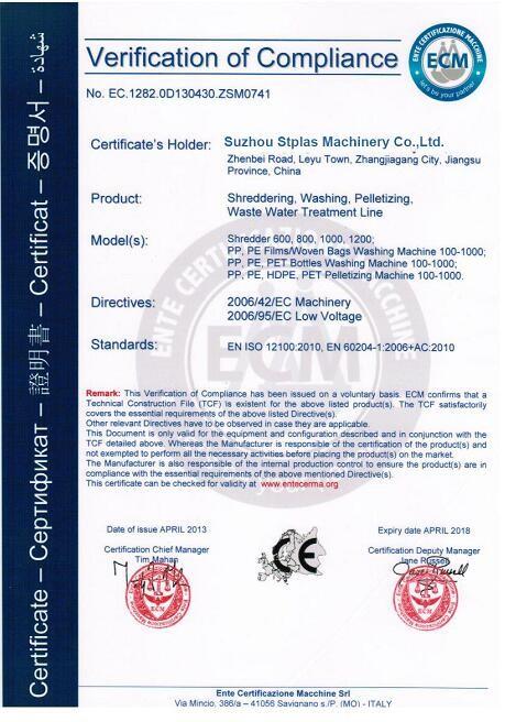 CE - SUZHOU STPLAS MACHINERY CO.,LTD