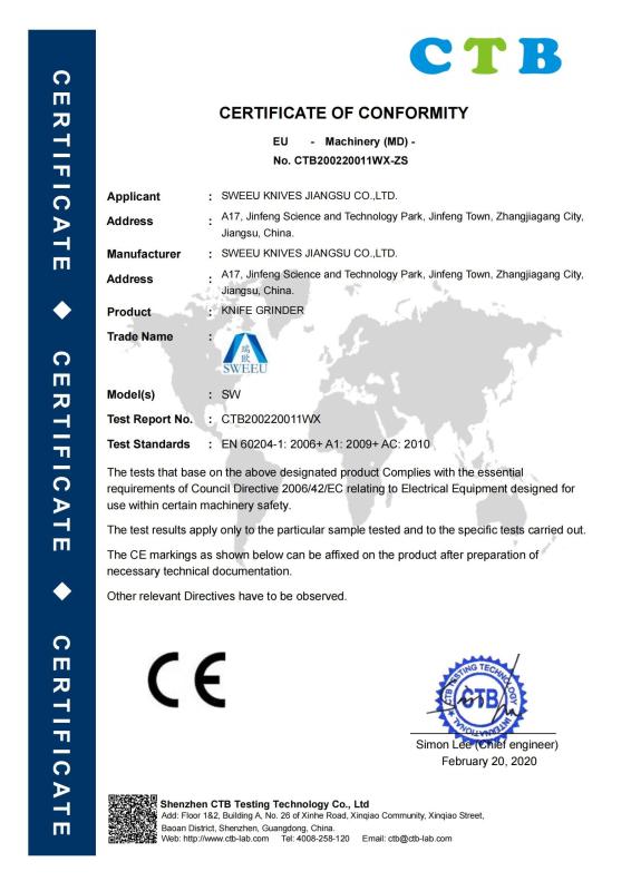 CE - SWEEU Machinery＆Knife Suzhou Co.,Ltd.