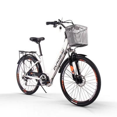 China Beach Women Electric Bikes With Basket Ladies Electric Bicycle 26