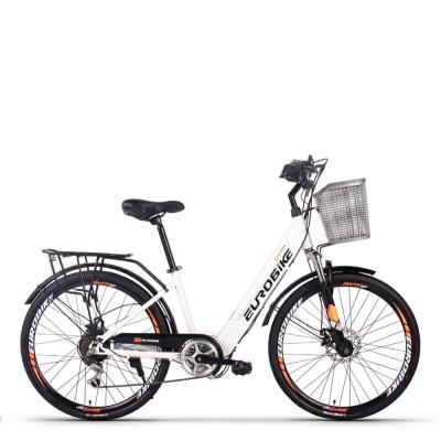 China 26 Inch Women Electric Bike With Basket Step Through E Bike 48v 350w 9.6Ah for sale