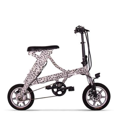 China 20 Inch Small Women Electric Bikes Folding Ladies Electric Bike Leopard Print 36v 250w for sale