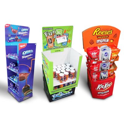 China Custom Food candy packing dumpbin unit display stand box display rack tower for sale