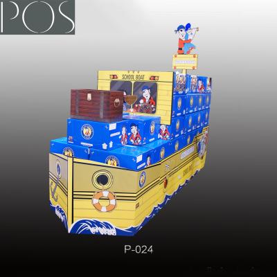 China Creative boat shape corrugated cardboard pallet display for advertising for sale