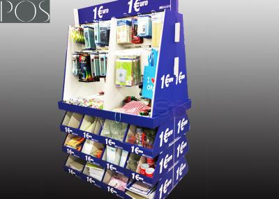 China Cardboard Floor display stand with shelves and hooks for gift advertising for sale