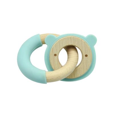 China Unique Design Silicone Beech Wooden Rings For Baby Teethers for sale